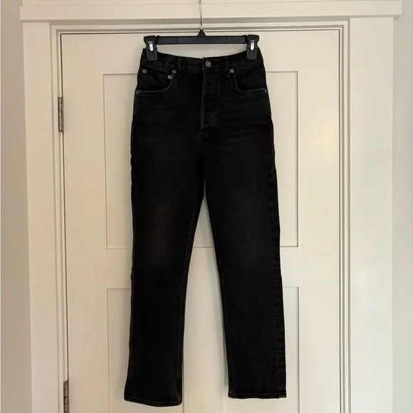 Agolde Riley High Rise Straight Leg Black size 25 - Picture 3 of 9